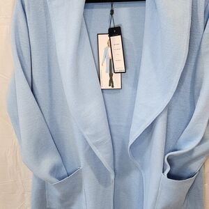 Light Blue Open-Front Women's Cardigan Sweater